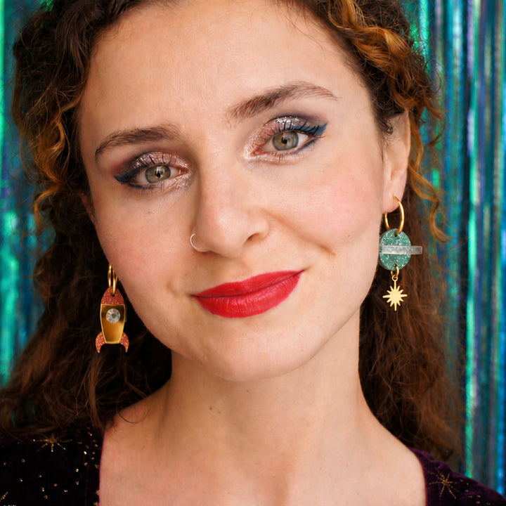 Rocket and Planet Earrings by Laliblue | Space Adventures Collection