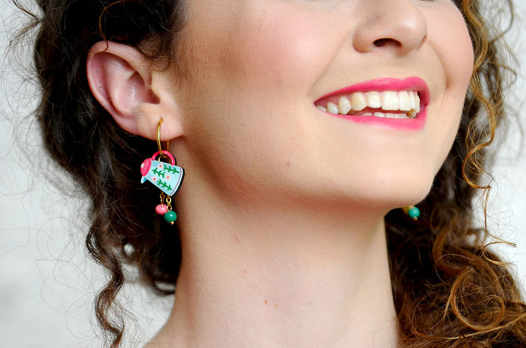 Cup and Teapot Hoop Earrings by Laliblue