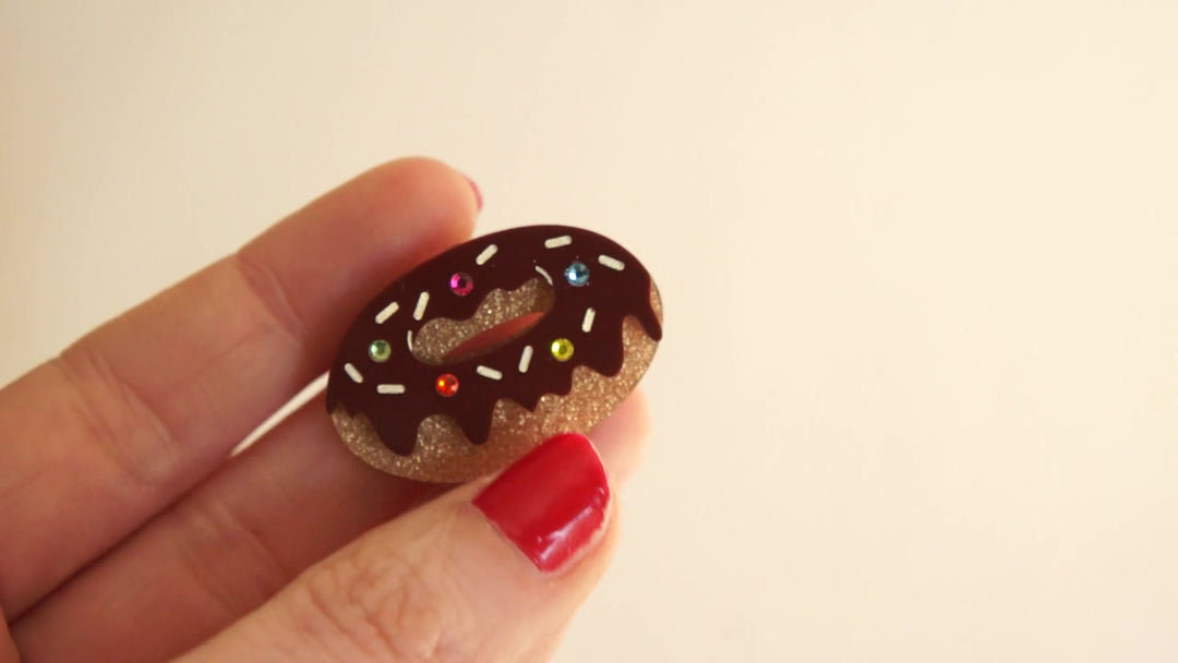 Chocolate Donut Brooch by Laliblue