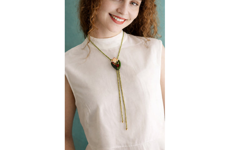 Flower and Ladybug Bolo Necklace by Laliblue, image 4