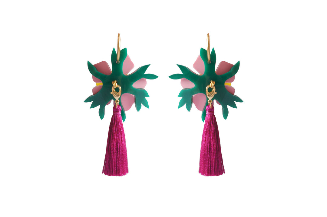 Pink Tropical Flower Earrings by Laliblue