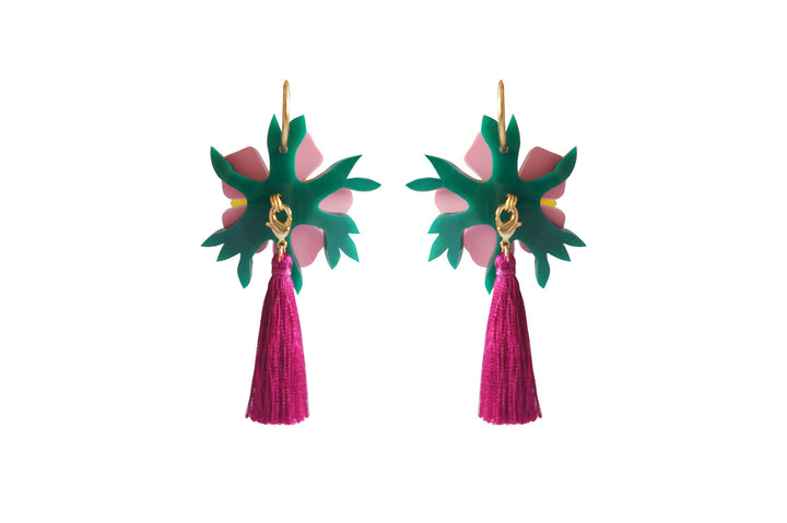 Pink Tropical Flower Earrings by Laliblue