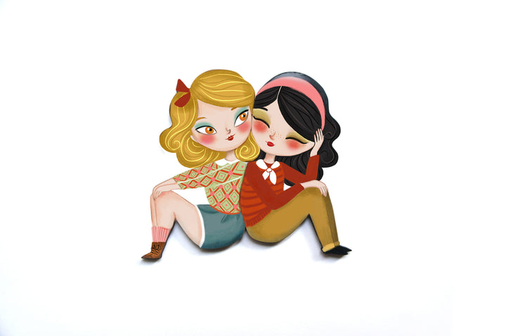 Puzzle with blonde girl brooch by Laliblue