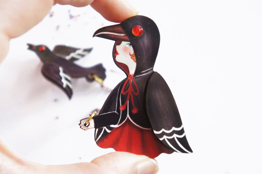 Raven Girl  Brooch by Laliblue