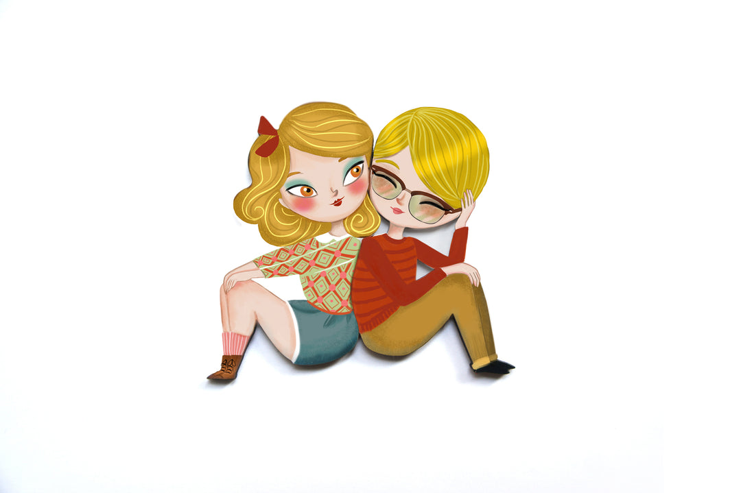Puzzle with blonde girl brooch by Laliblue