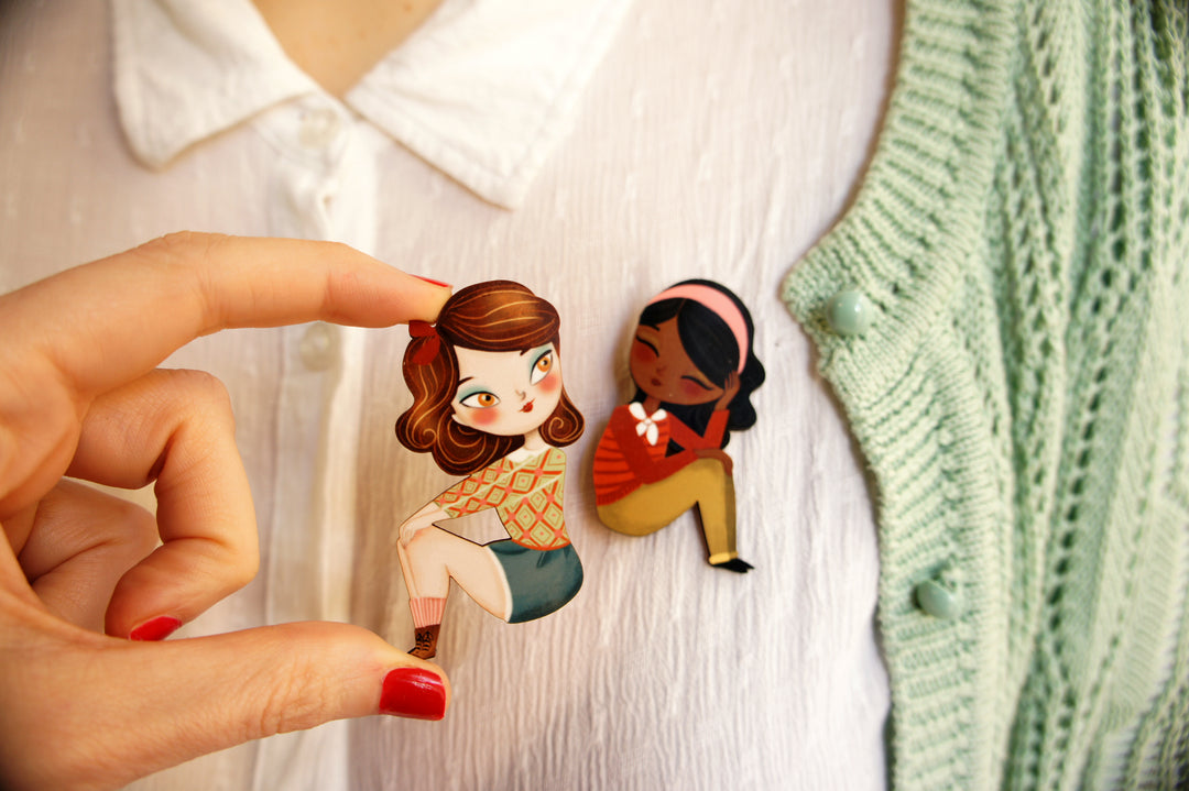Puzzle with redhead girl brooch by Laliblue