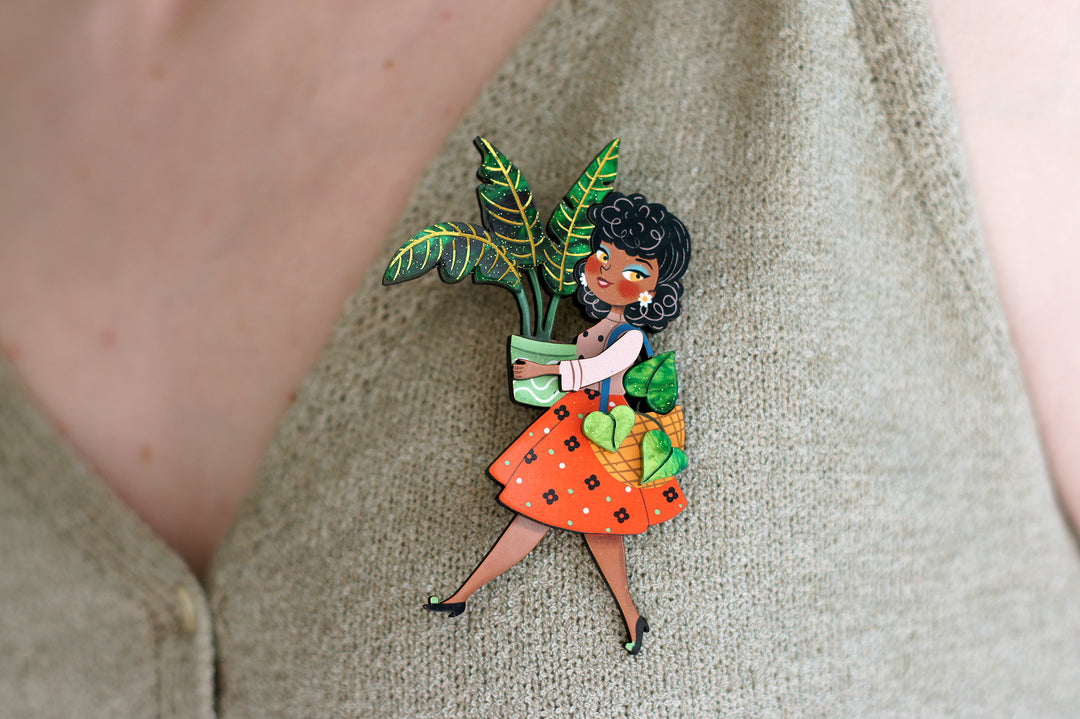 Girl with Plants Brooch by Laliblue, image 4