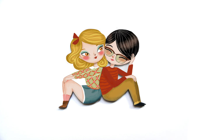 Puzzle with blonde girl brooch by Laliblue