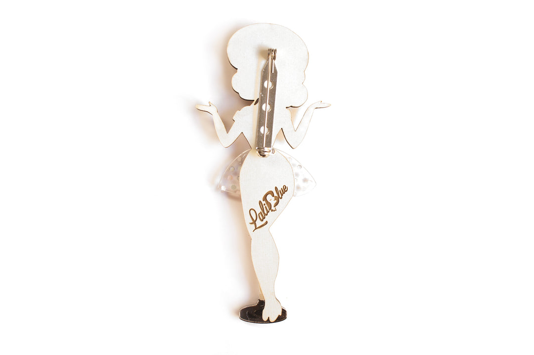 Pin Up Singer w/ Victrola Brooch by Laliblue