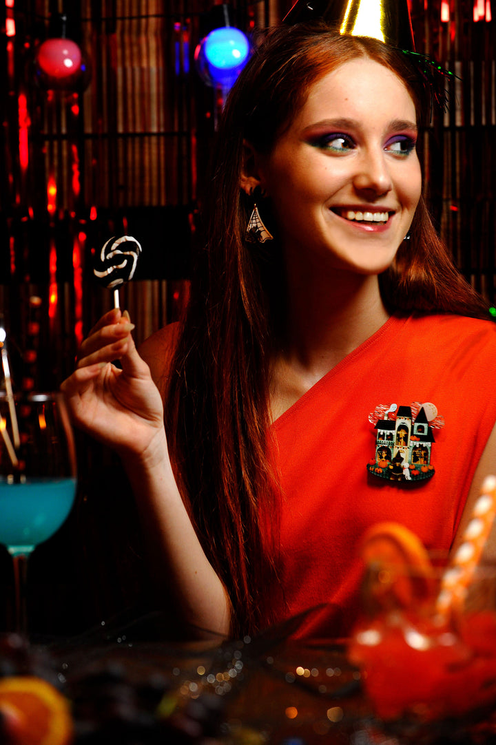 Halloween Party House Brooch
