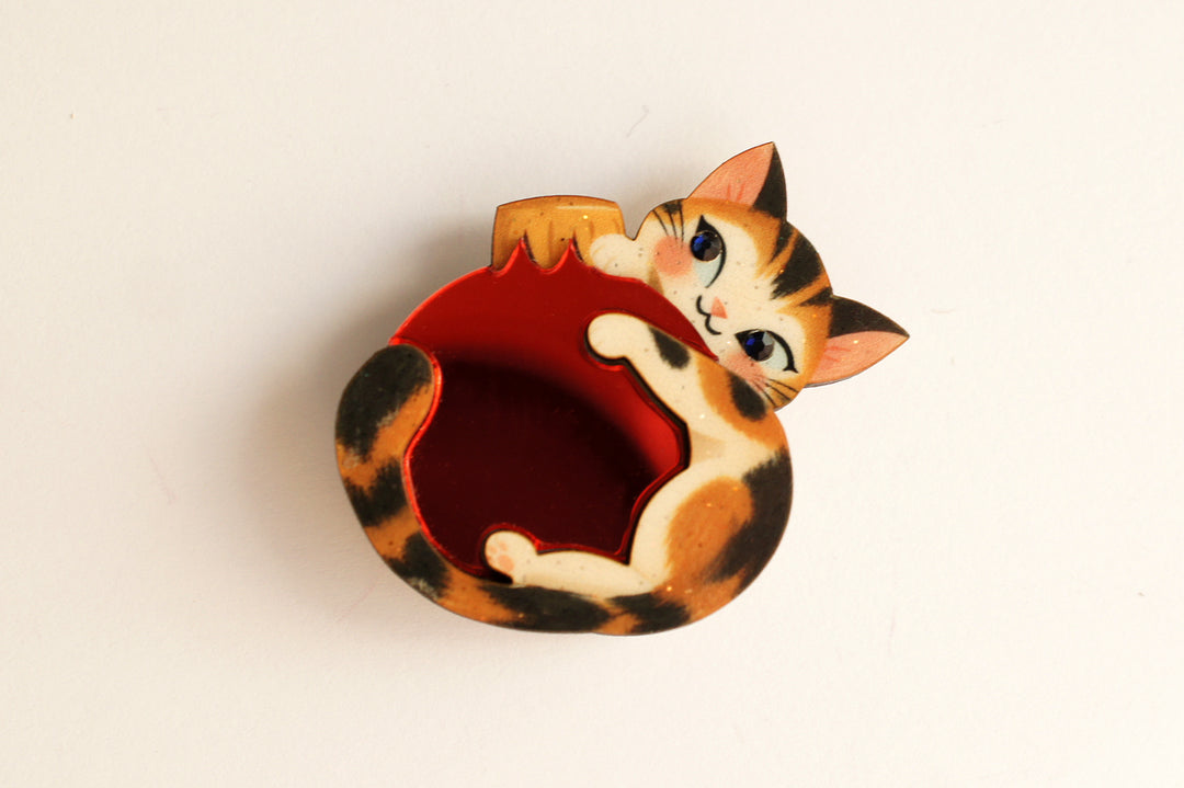 Kitten button cover snap back, LaliBlue Christmas jewelry, button cover