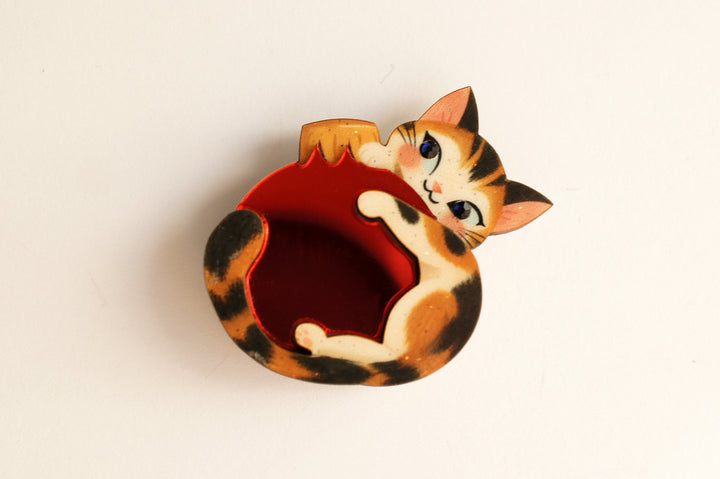 Kitten button cover snap back, LaliBlue Christmas jewelry, button cover