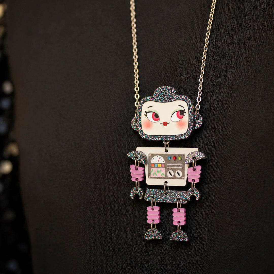 Retro Robot Girl Necklace by Laliblue | Space Adventures Collection