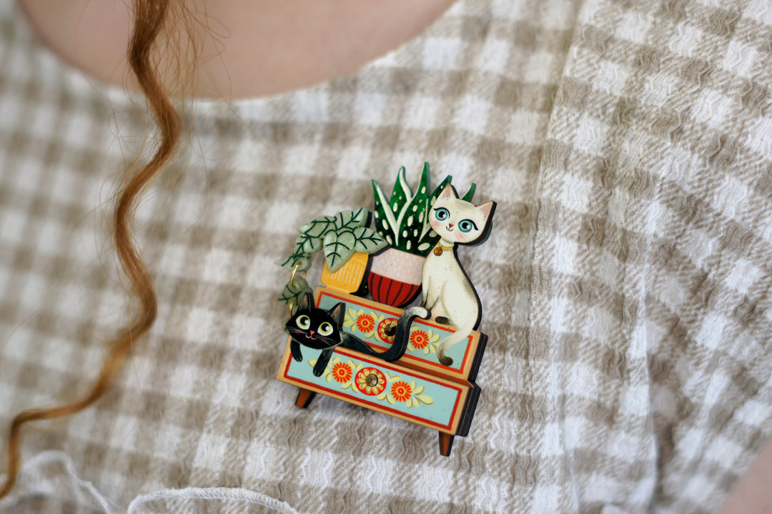 Kittens and Plants Brooch by Laliblue, image 4