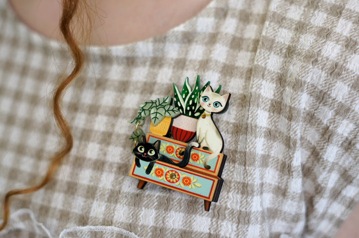 Kittens and Plants Brooch by Laliblue, image 4
