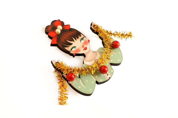 Girl With Tinsel Brooch by Laliblue