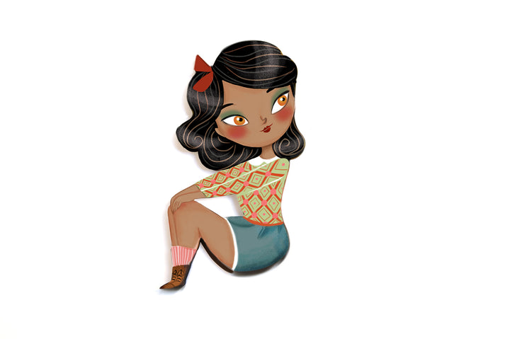 Puzzle with girl of African descent brooch by Laliblue