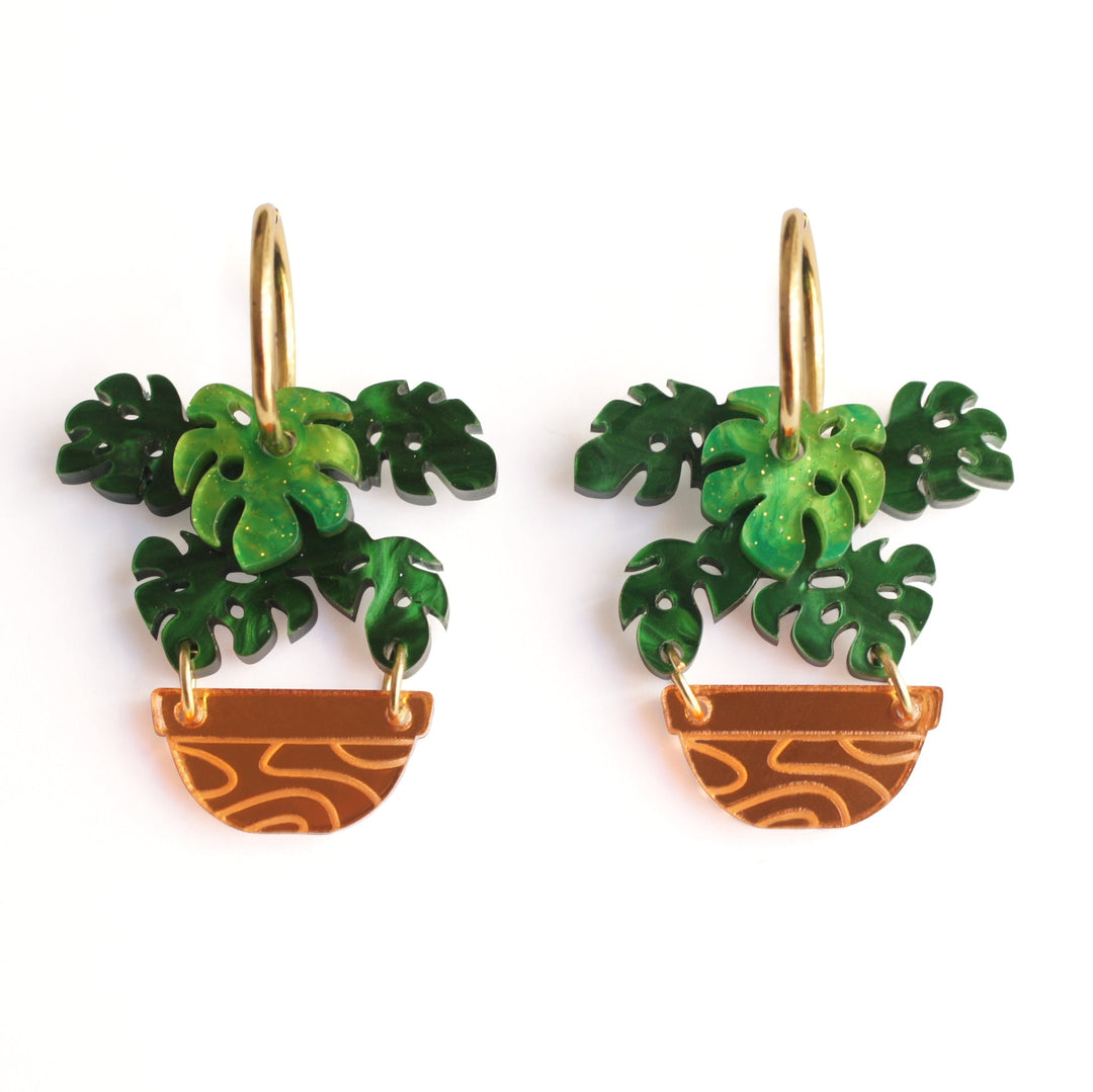 monstera plant earrings Monstera Earrings