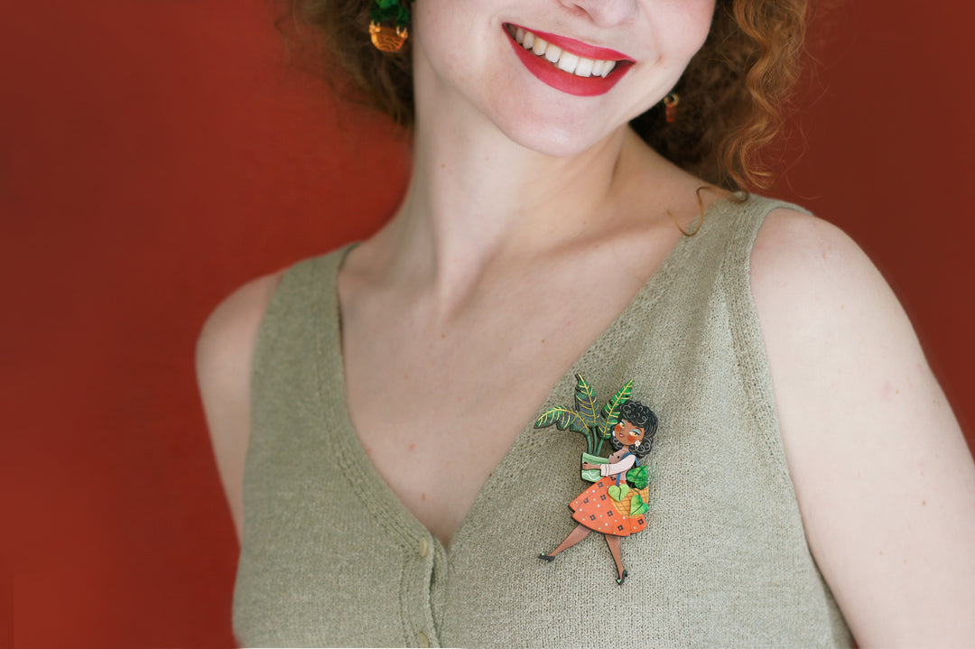 Girl with Plants Brooch by Laliblue, image 2