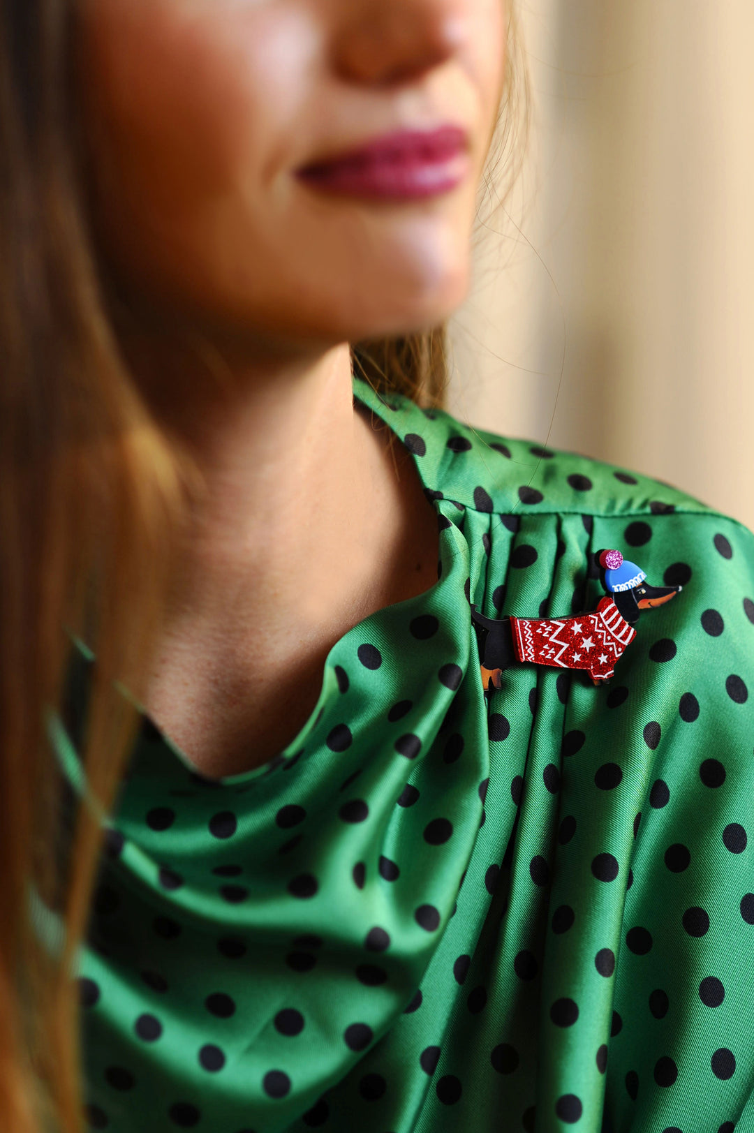 Dachshund Dog in Sweater Brooch