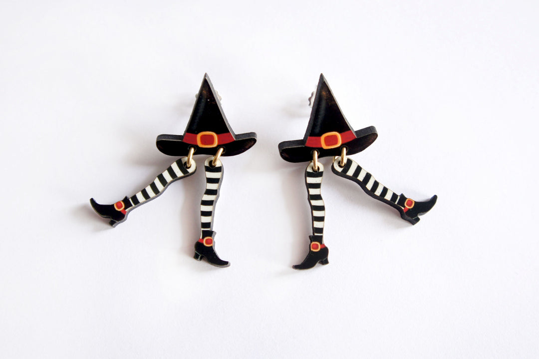 Hidden Witch Halloween Earrings by Laliblue