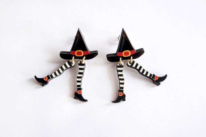 Hidden Witch Halloween Earrings by Laliblue
