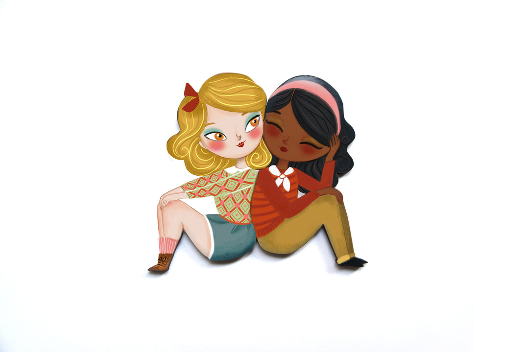 Puzzle with blonde girl brooch by Laliblue