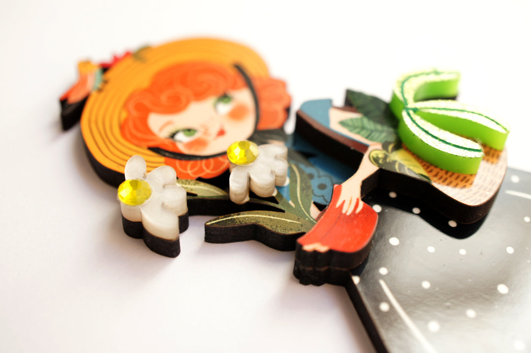Girl with Daisies Brooch by Laliblue, image 3