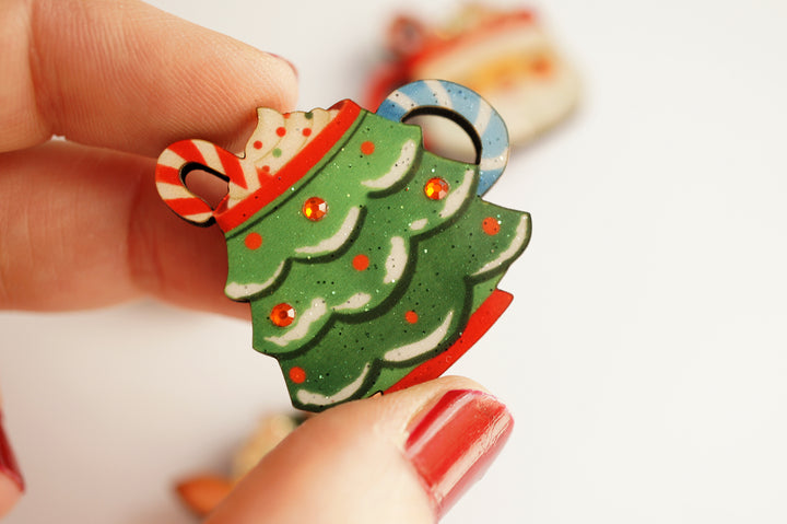 Christmas mug button covers snap back, LaliBlue Christmas jewelry