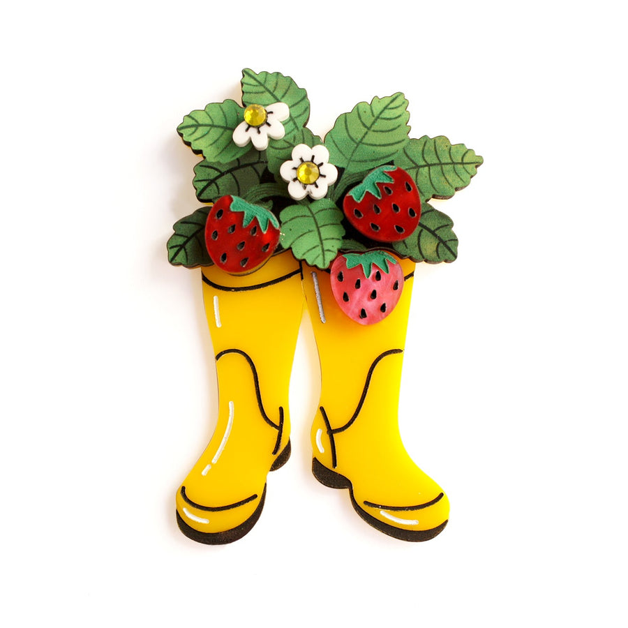 Strawberry Boots Brooch by Laliblue