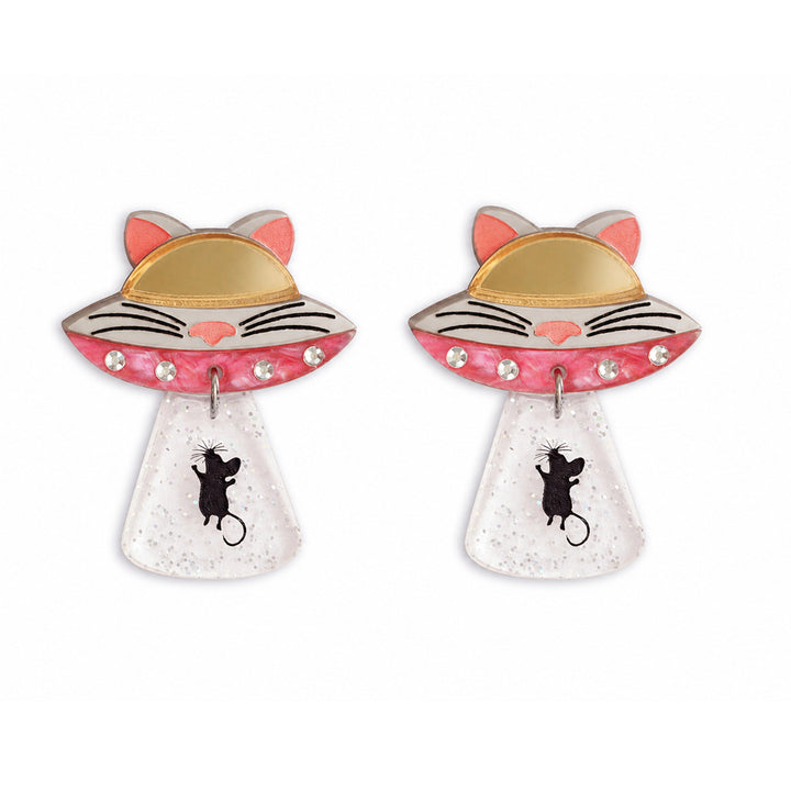 Cat UFO Earrings by Laliblue | Space Adventures Collection