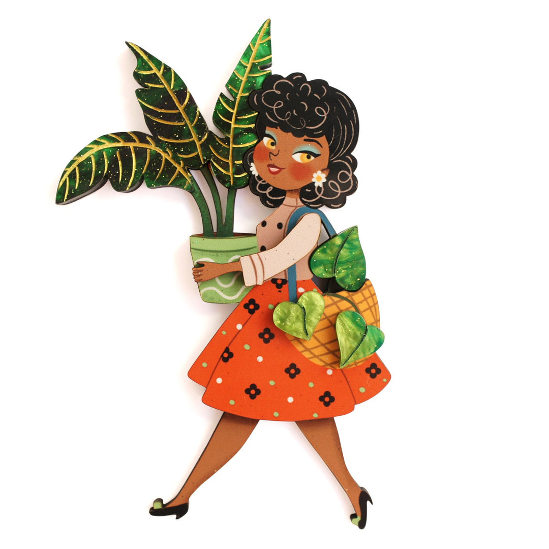 Girl with Plants Brooch by Laliblue