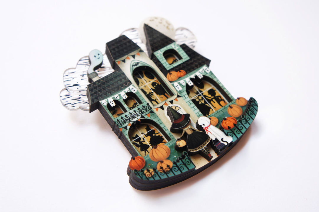 Halloween Party House Brooch