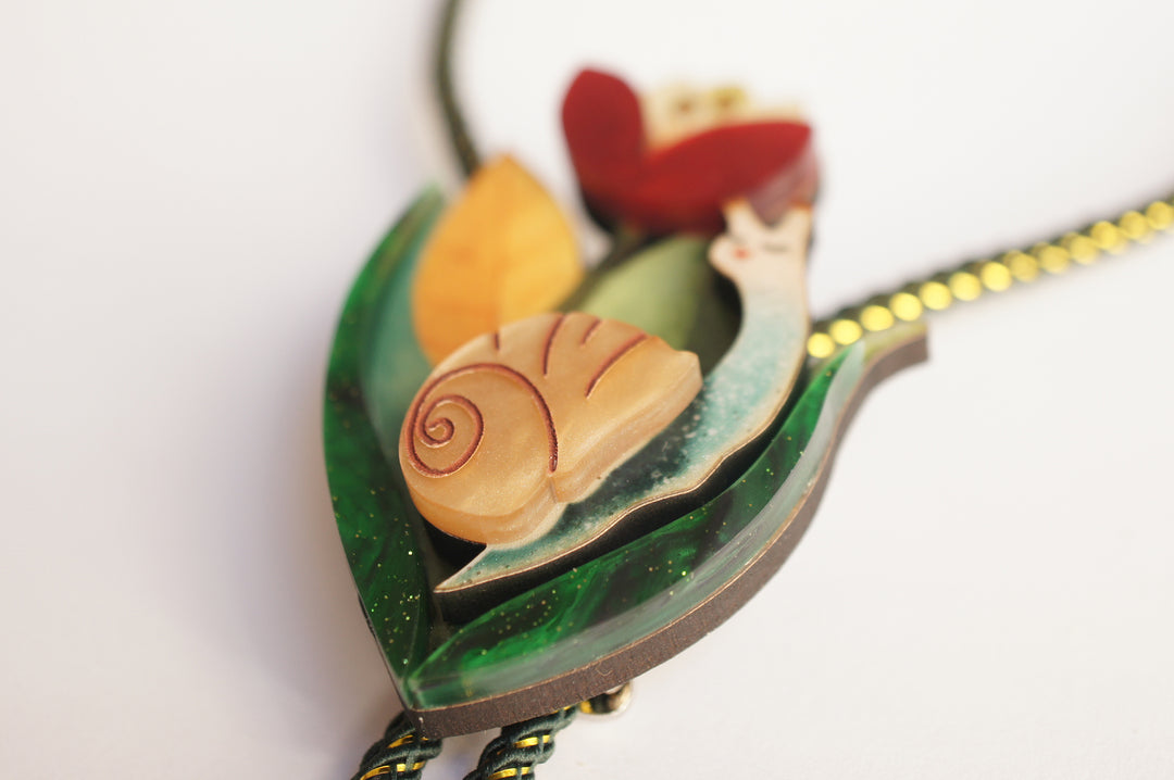 Flower and Snail Bolo Necklace by Laliblue, image 3