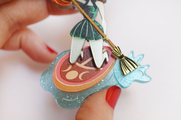 Paddle Surf Witch Brooch by Laliblue
