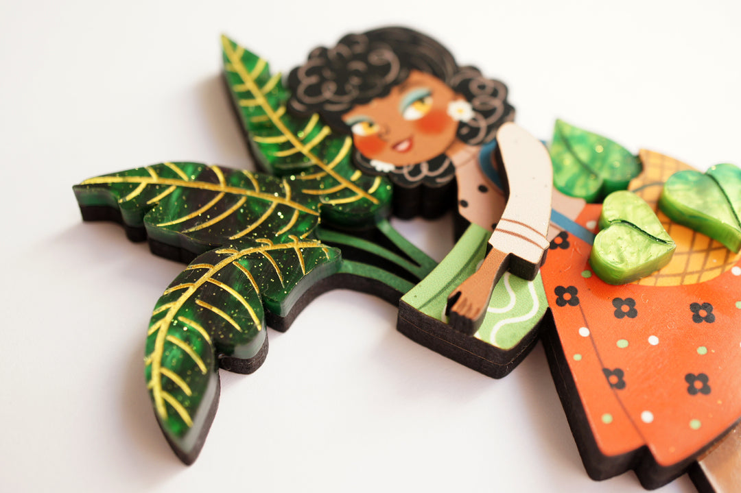 Girl with Plants Brooch by Laliblue, image 5