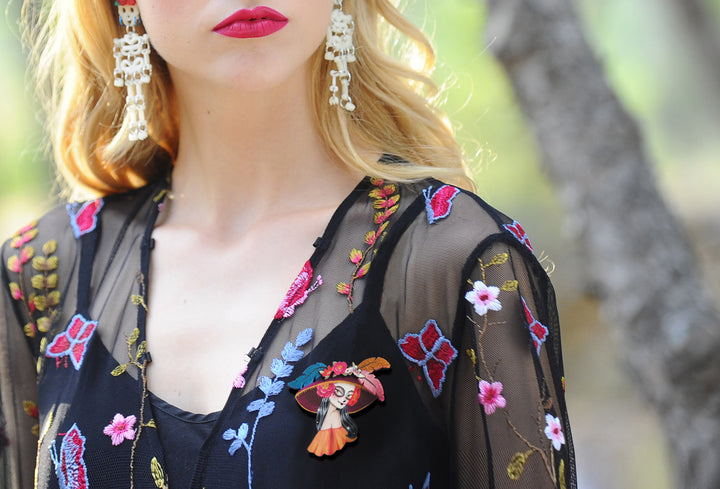 Mexican Catrina Brooch by Laliblue