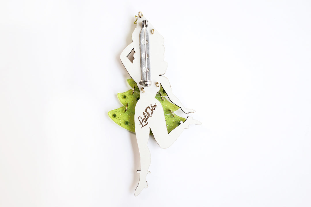 Grinchy Girl Christmas Brooch by Laliblue – Retro Kitschy Statement Brooch for Collectors