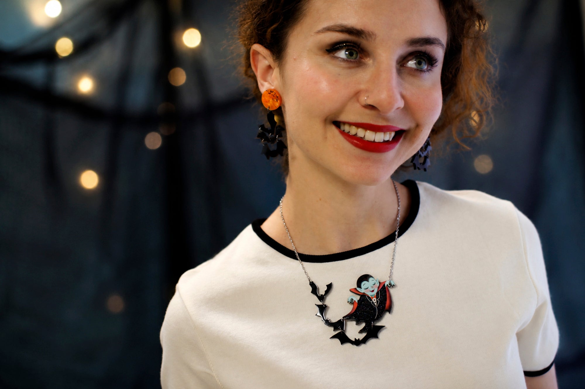 Dracula Flying Bats Necklace | LaliBlue Midnight Cinema Halloween