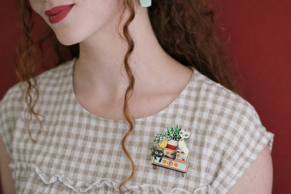 Kittens and Plants Brooch by Laliblue, image 2