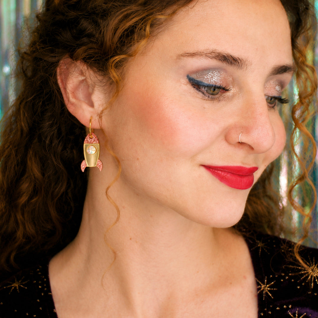 Rocket and Planet Earrings by Laliblue | Space Adventures Collection