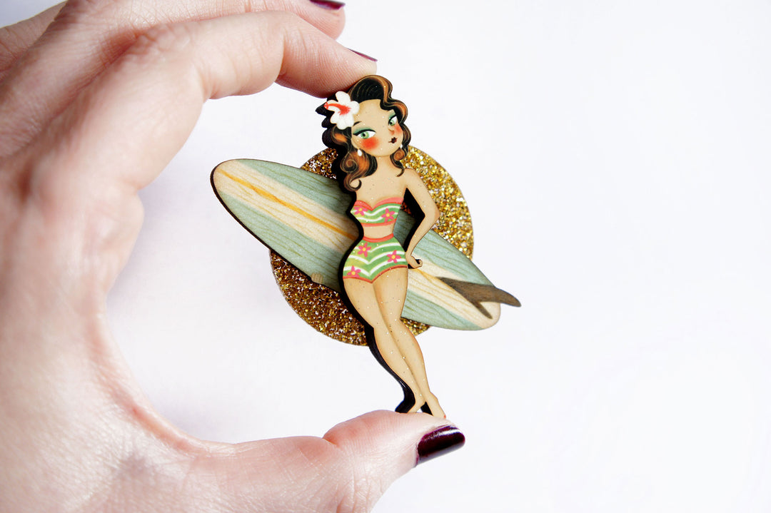 Surfer Girl Brooch