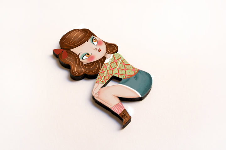 Puzzle with redhead girl brooch by Laliblue