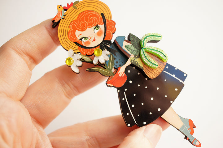 Girl with Daisies Brooch by Laliblue, image 4