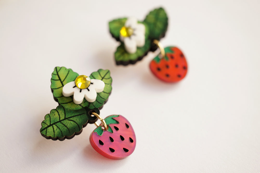 Wild Strawberry Earrings by Laliblue, image 3