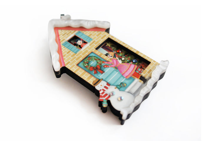Christmas Dog House Brooch by Laliblue