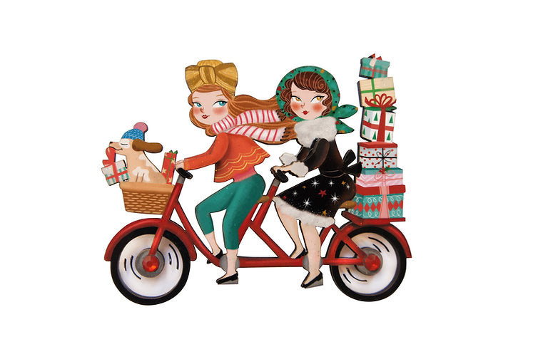 Friends on a Bicycle Brooch