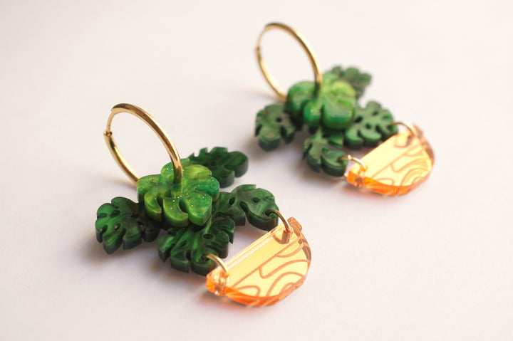 Monstera Hoop Earrings image 3
