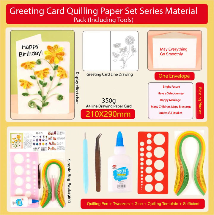 Greeting Card Making Kit. Daisy Flowers DIY Quilling Kit F07M3-5-FL3