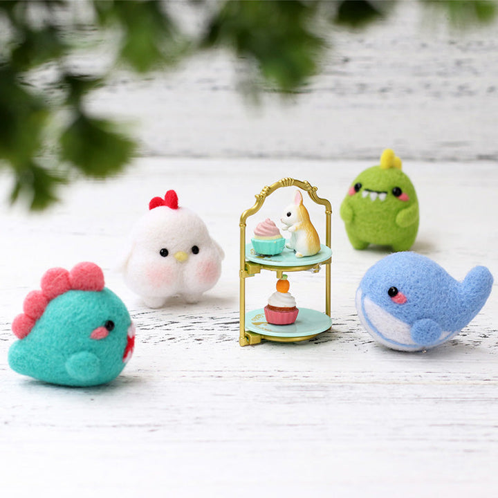 Blue Dino Needle Felting Kit. Wizardi DIY Wool Craft Kit F07N8-W143